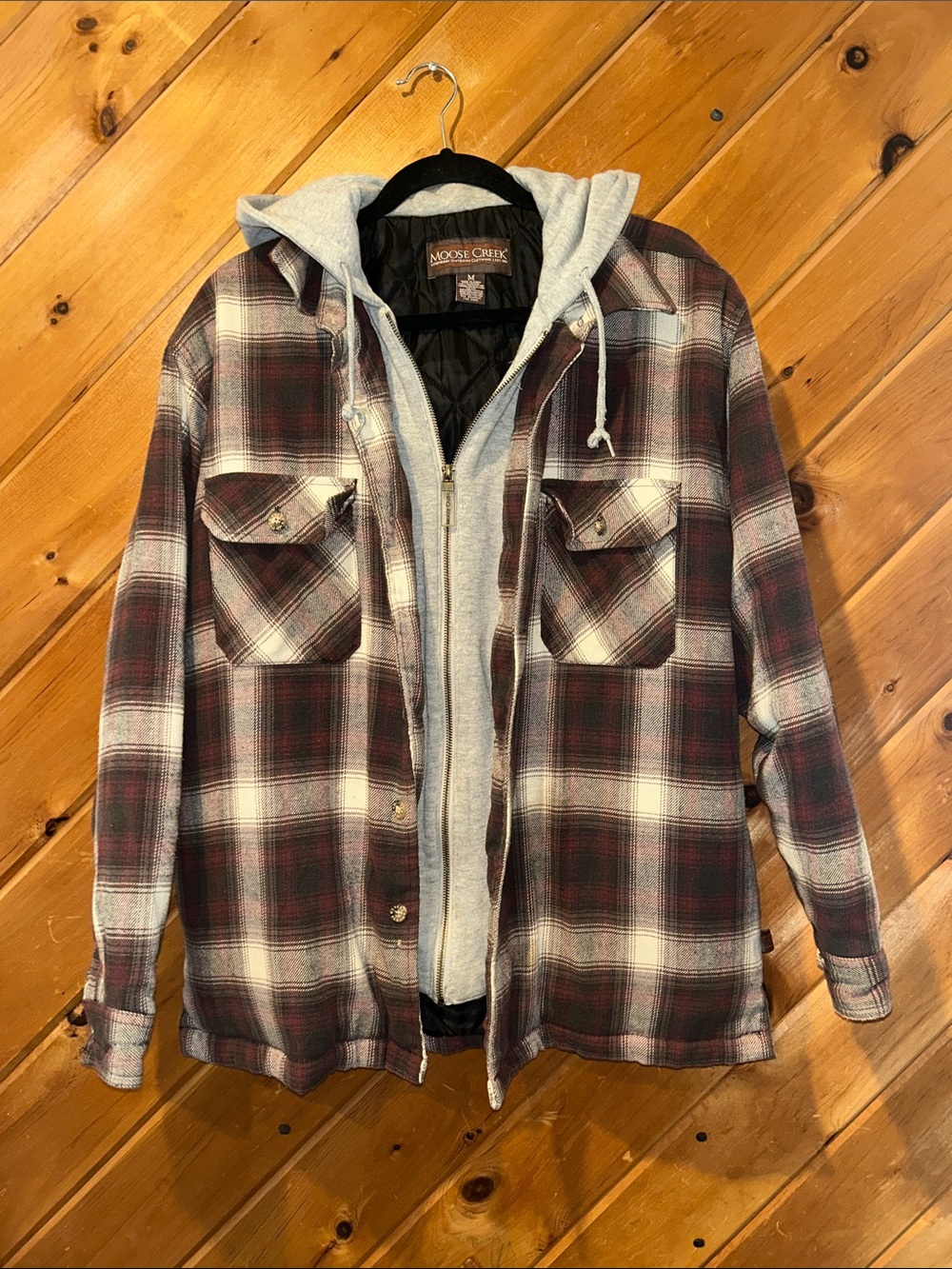 Moose Creek full zip hooded flannel jacket